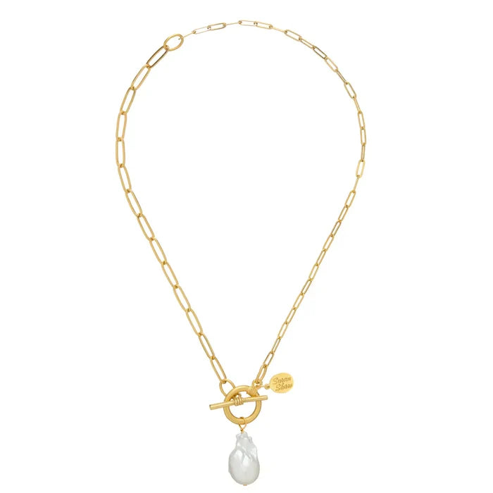 Paperclip Baroque Toggle Necklace