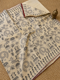 Indiehaat | Silkmark Certified Tussar Silk Embroidered Saree Cream
