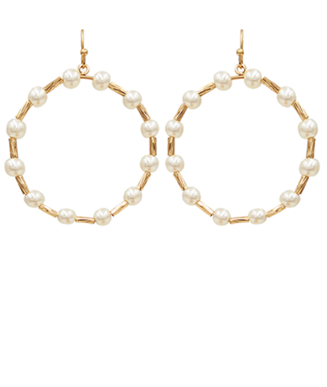 Pearl Station Circle Earrings