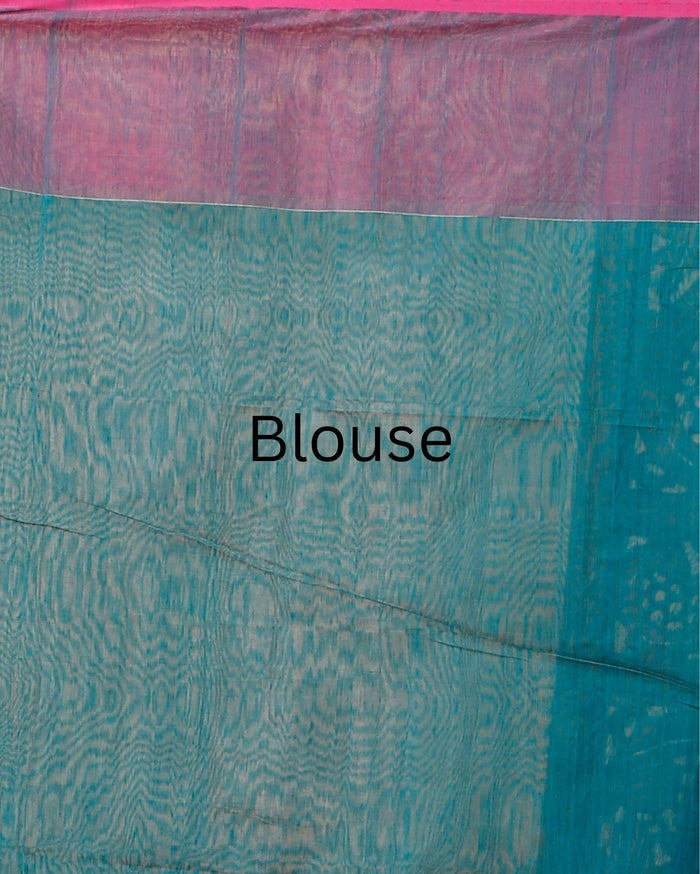 Indiehaat | Cotton Silk Green Saree Handloom Mina Work