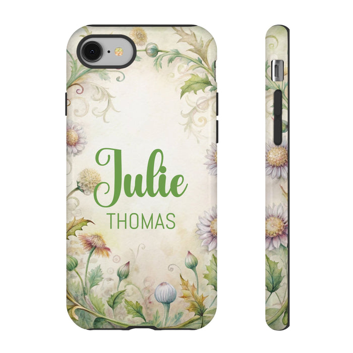 Personalized Floral Phone Case Custom Name Cover iPhone Samsung Pixel Gift
