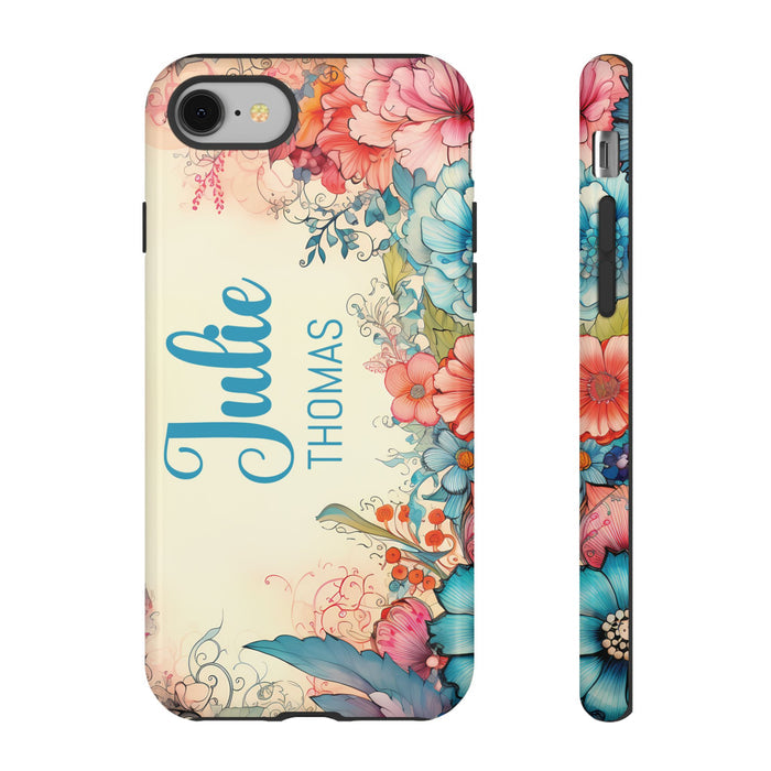 Personalized Floral Phone Case Custom Name Cover iPhone Samsung Pixel Gift