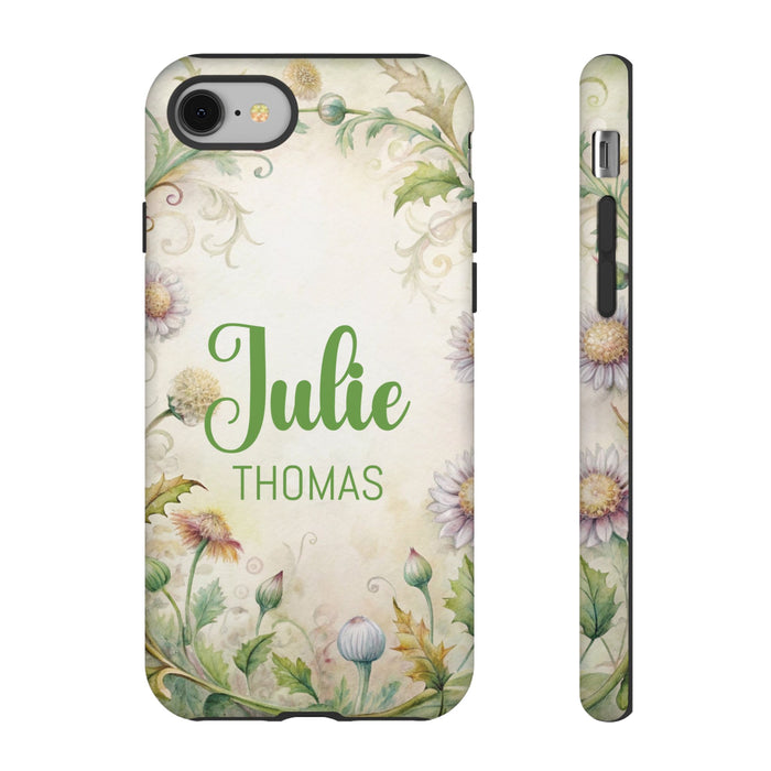 Personalized Floral Phone Case Custom Name Cover iPhone Samsung Pixel Gift