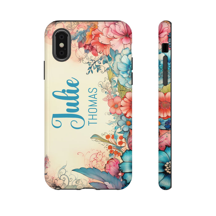 Personalized Floral Phone Case Custom Name Cover iPhone Samsung Pixel Gift