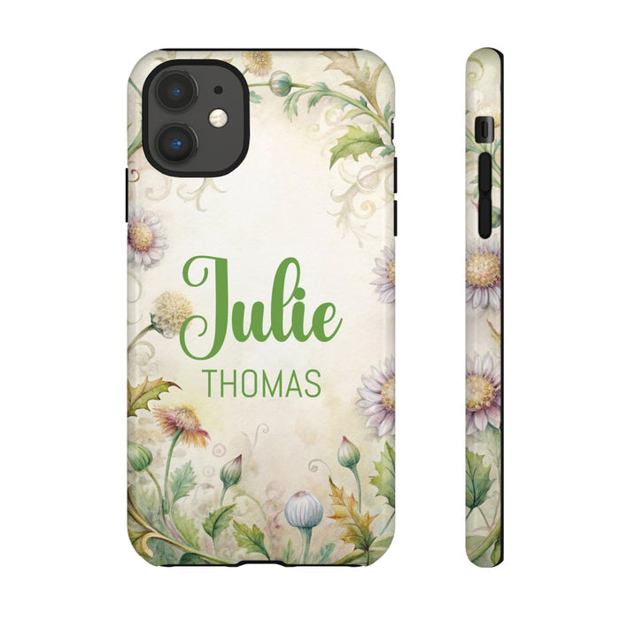 Personalized Floral Phone Case Custom Name Cover iPhone Samsung Pixel Gift