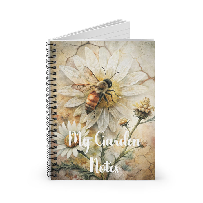 Personalized Garden Journal Honey Bee Daisy Gardener Spiral Notebook Gift