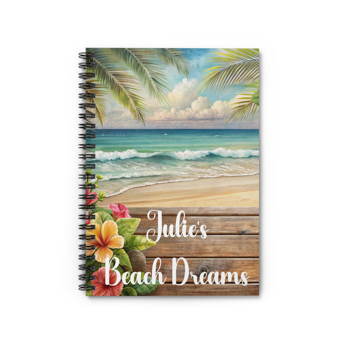 Personalized Journal Beach Ocean Floral Notebook Spiral Bound Lined Paper