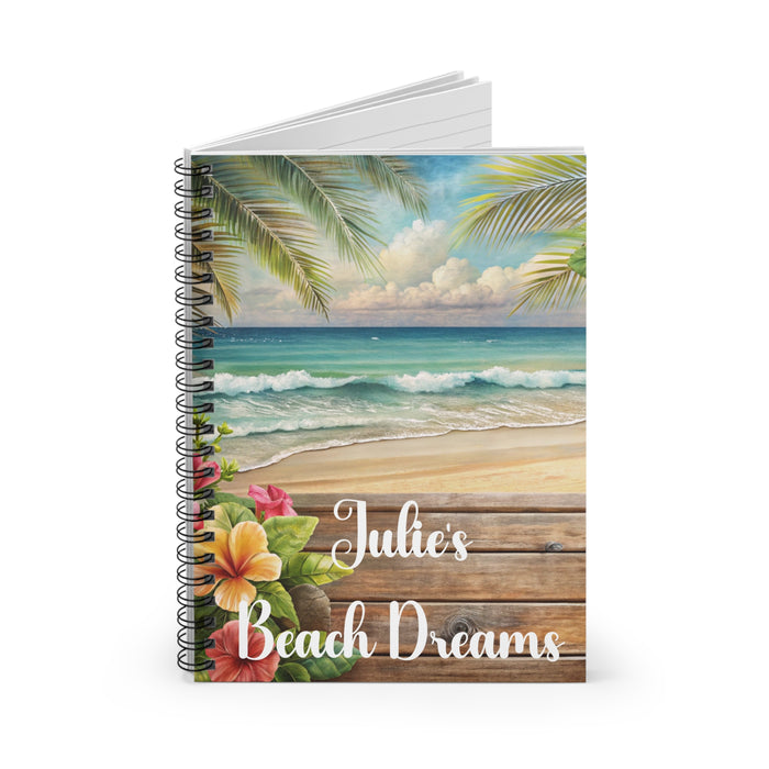 Personalized Journal Beach Ocean Floral Notebook Spiral Bound Lined Paper