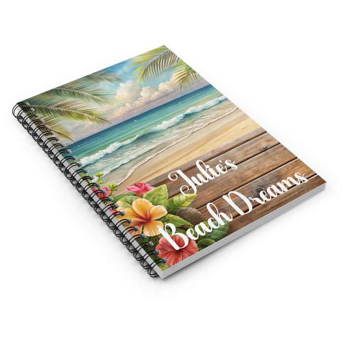 Personalized Journal Beach Ocean Floral Notebook Spiral Bound Lined Paper