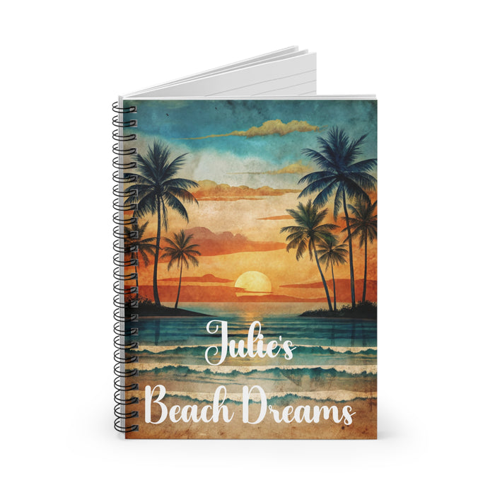 Personalized Journal Beach Sunrise Sunset Ocean Spiral Notebook Dream Notes