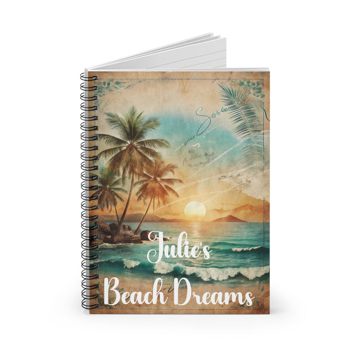 Personalized Journal for Women Notes Ocean Dreams Beach Sunrise Sunset Spiral Notebook