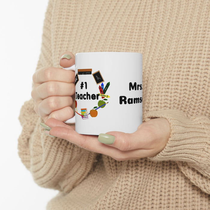 Personalized Number 1 Teacher Coffee Mug – Custom Ceramic Gift for Educators