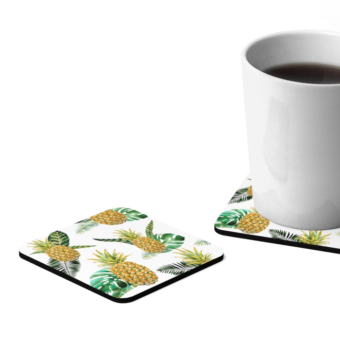 Pineapples Square Hardboard Coaster Set - 4pcs
