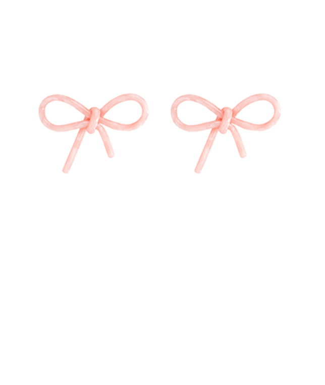 Pink Acrylic Bow Stud Earrings