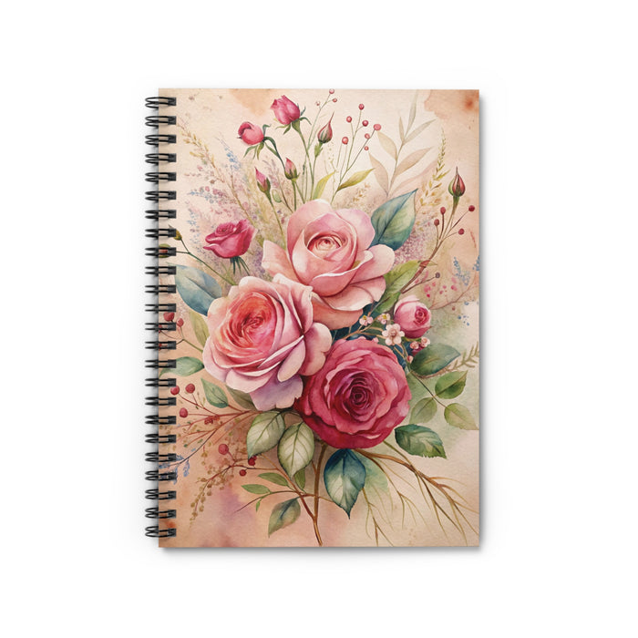 Pink Rose Spiral Notebook – Elegant Floral Ruled Journal