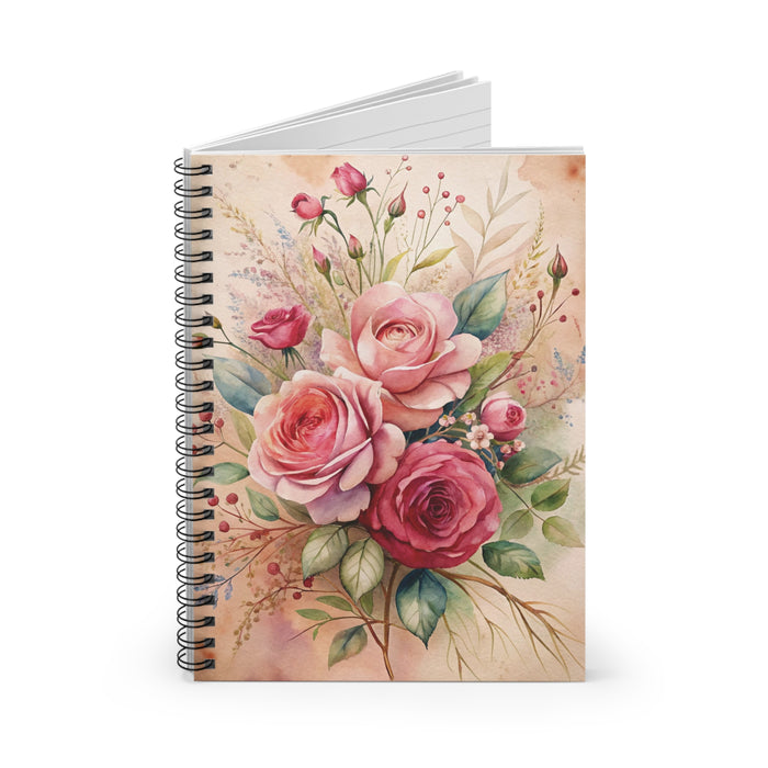 Pink Rose Spiral Notebook – Elegant Floral Ruled Journal