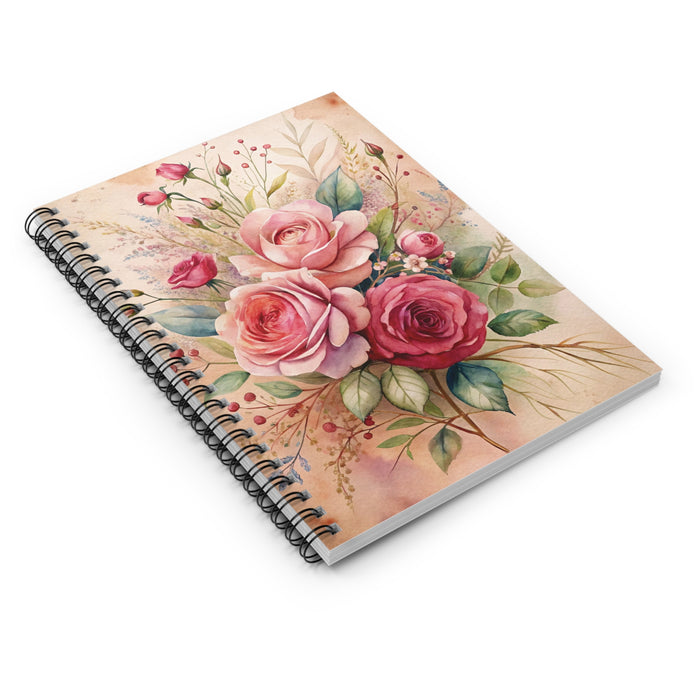 Pink Rose Spiral Notebook – Elegant Floral Ruled Journal