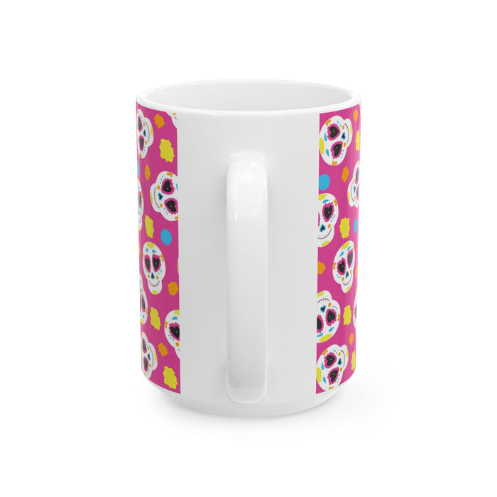 Pink Sugar Skull Day of the Dead Ceramic Coffee Mug – Dishwasher Safe Gift