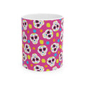 Pink Sugar Skull Day of the Dead White Ceramic Mug