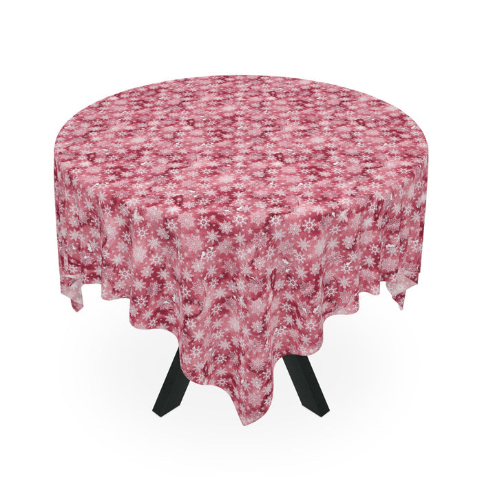 Pink White Snowflake Pattern Tablecloth  Décor Holiday