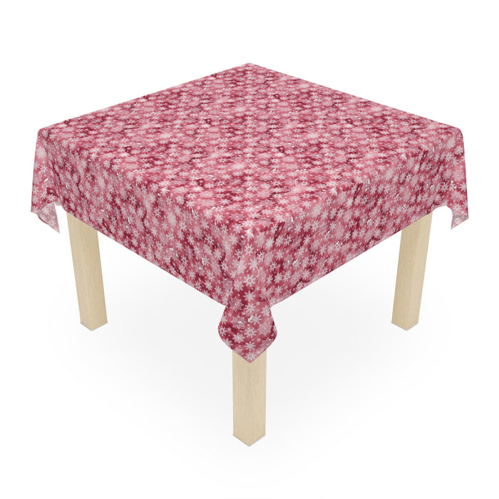 Pink White Snowflake Pattern Tablecloth  Décor Holiday