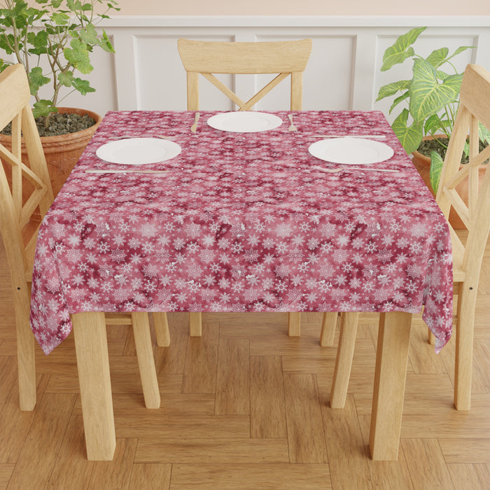 Pink White Snowflake Pattern Tablecloth  Décor Holiday