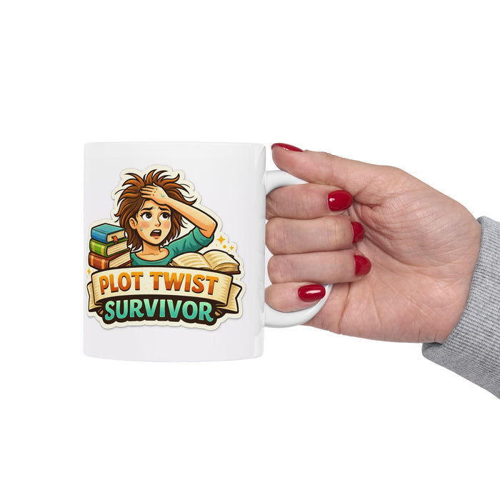 Plot Twist Survivor Mug  Funny Book Lover Gift  Reading Coffee Cup Reader Writer