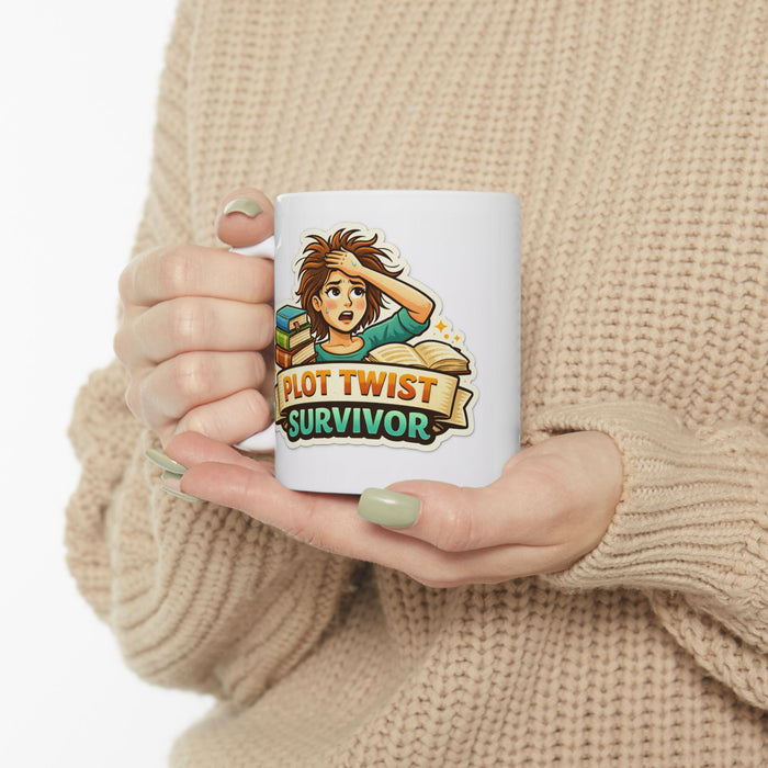Plot Twist Survivor Mug  Funny Book Lover Gift  Reading Coffee Cup Reader Writer