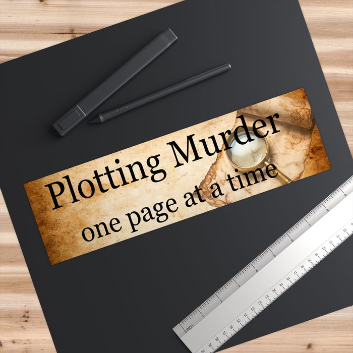 Plotting Murder One Page at a Time Bumper Sticker Writer Mystery Decal