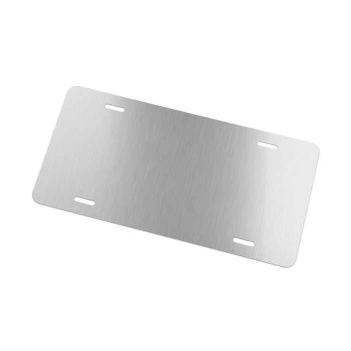 Backside of a custom front license plate showing the aluminum construction