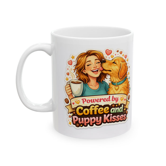 Powered by Coffee & Puppy Kisses Mug  Dog Lover Gift  Cute Pet Owner Cup