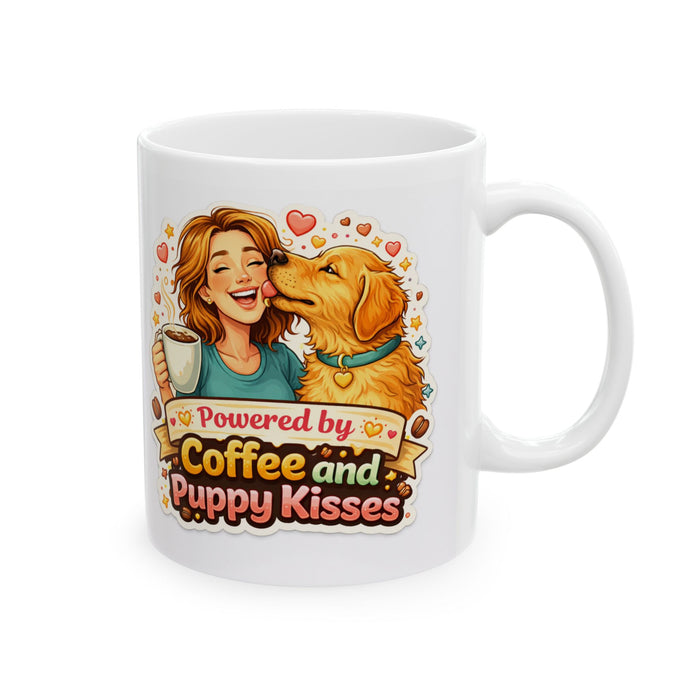 Powered by Coffee & Puppy Kisses Mug  Dog Lover Gift  Cute Pet Owner Cup
