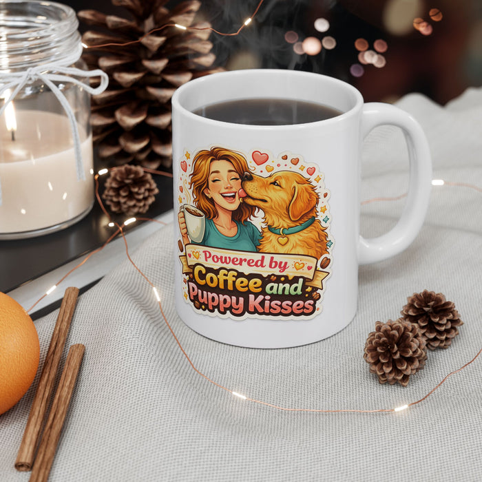 Powered by Coffee & Puppy Kisses Mug  Dog Lover Gift  Cute Pet Owner Cup