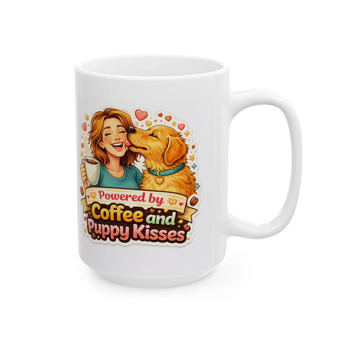 Powered by Coffee & Puppy Kisses Mug  Dog Lover Gift  Cute Pet Owner Cup
