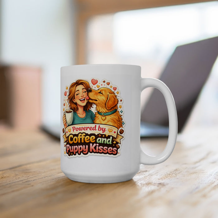 Powered by Coffee & Puppy Kisses Mug  Dog Lover Gift  Cute Pet Owner Cup