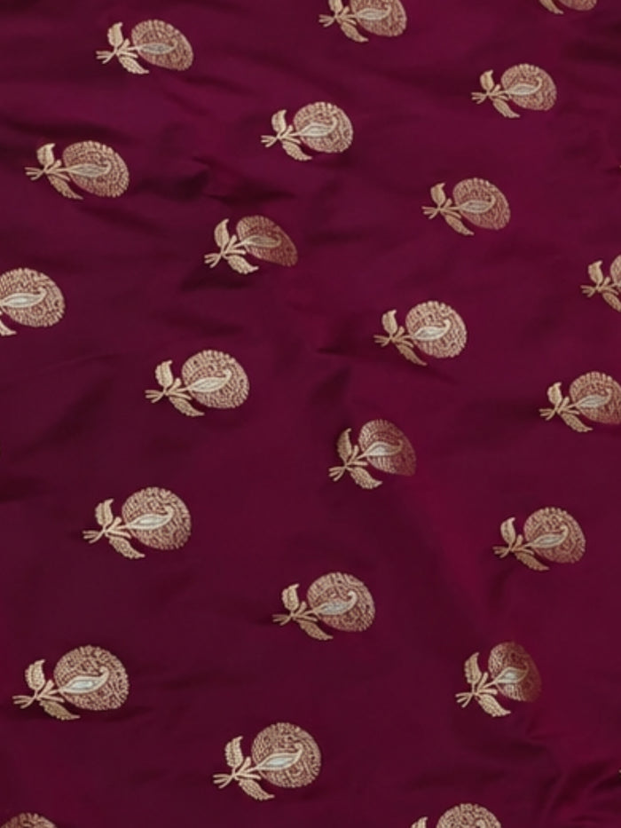 Indiehaat | Deep Purple Mashru Alfi Katan Silk Saree