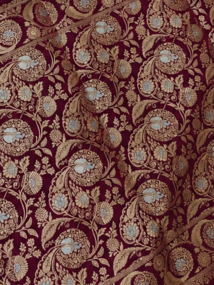 Indiehaat | Deep Purple Mashru Alfi Katan Silk Saree