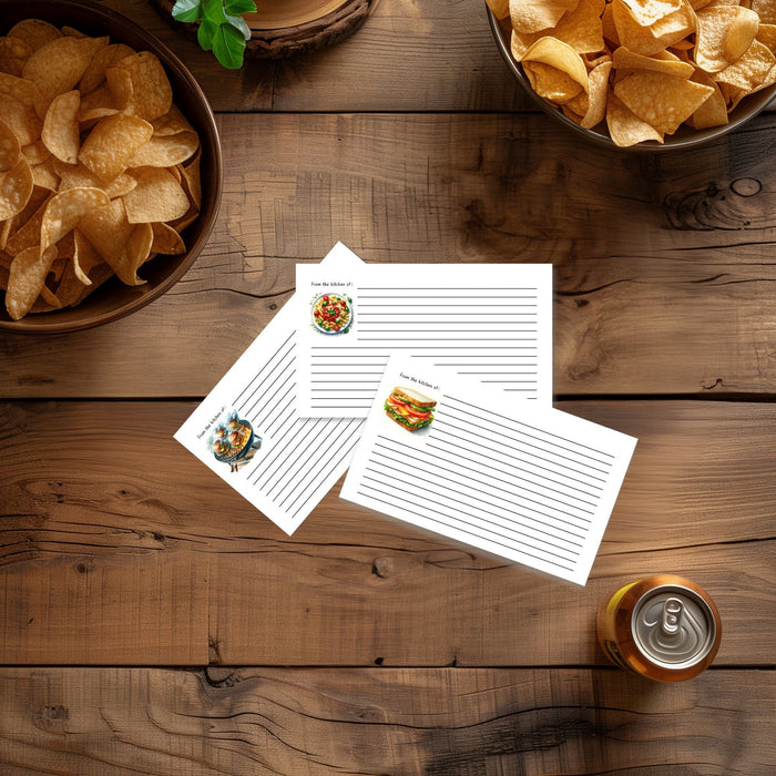 Print at Home Recipe Cards, Set of 24 Food Groups, Recipe Card Set, Blank Recipe Card, Digital Printable Recipe Cards, 3x5 4x6 Recipe Cards