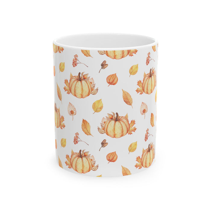 Pumpkin Coffee Mug Fall Leaves Autumn Ceramic Cup, Dishwasher & Microwave Safe