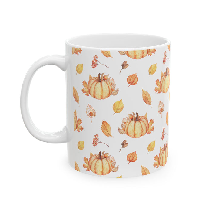 Pumpkin Coffee Mug Fall Leaves Autumn Ceramic Cup, Dishwasher & Microwave Safe