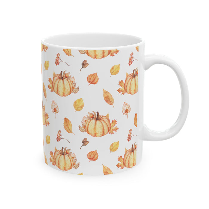 Pumpkin Coffee Mug Fall Leaves Autumn Ceramic Cup, Dishwasher & Microwave Safe