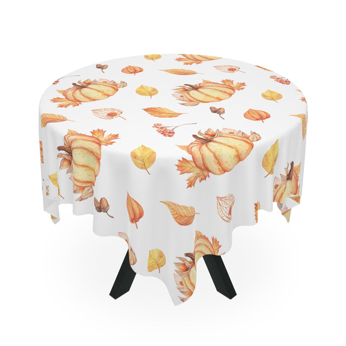Pumpkin Fall Tablecloth Holiday  Décor Autumn Leaves
