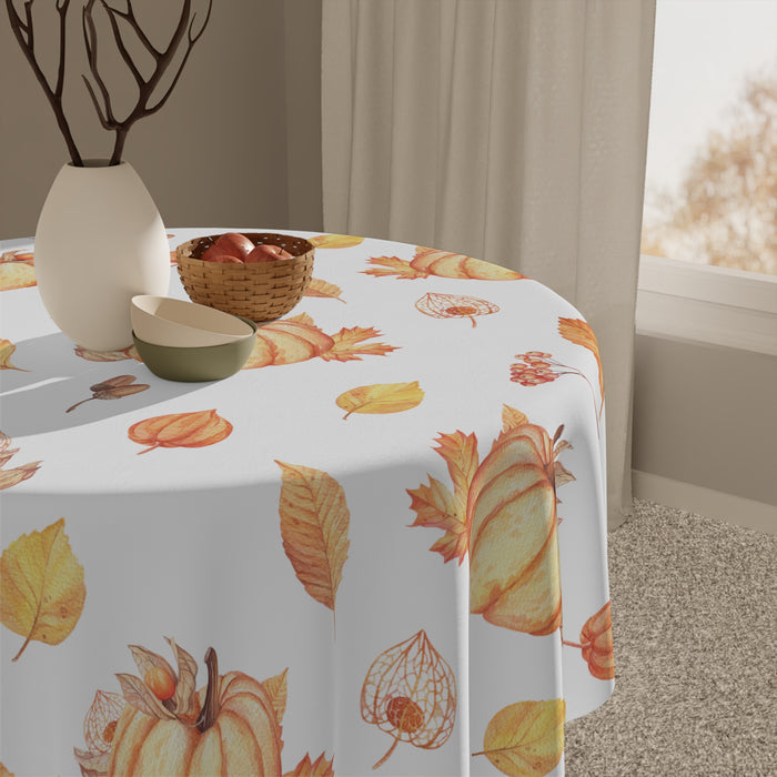 Pumpkin Fall Tablecloth Holiday  Décor Autumn Leaves
