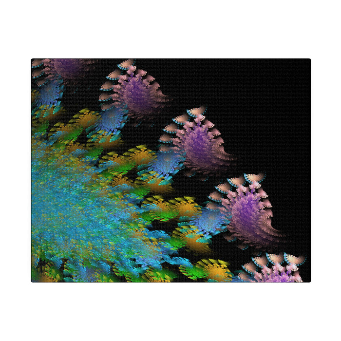 Purple Blue Green Fractal Art Canvas Print 10x8 Vibrant Design Modern