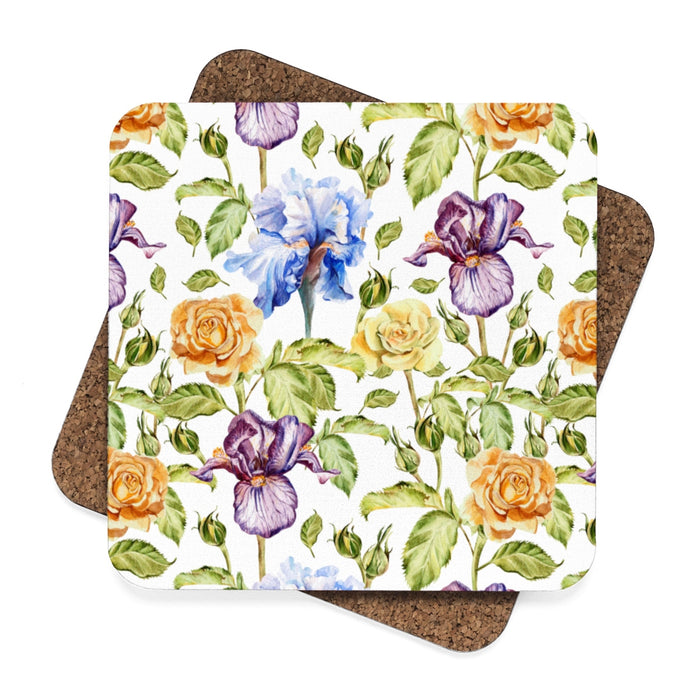 Purple Iris Square Hardboard Coaster Set - 4pcs