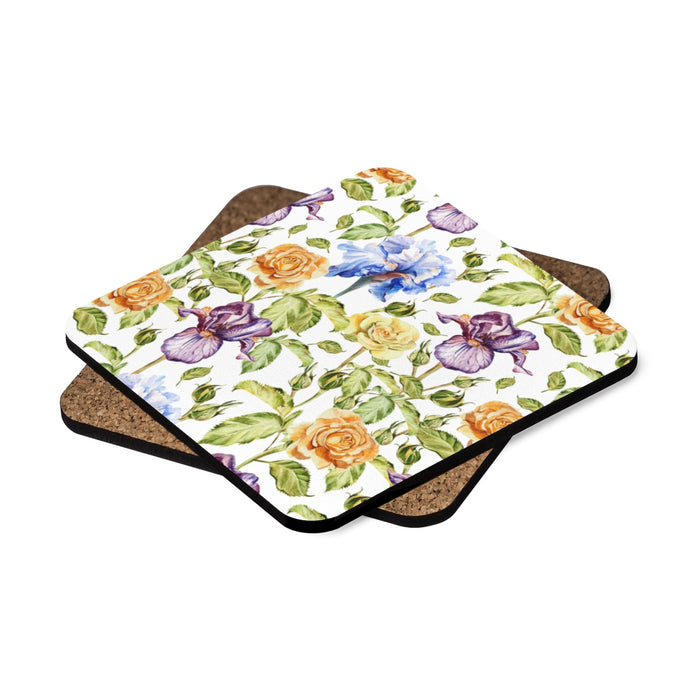 Purple Iris Square Hardboard Coaster Set - 4pcs