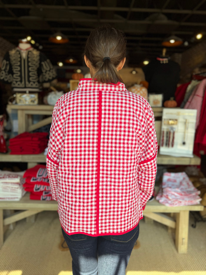Quilted Gingham Puff Jacket