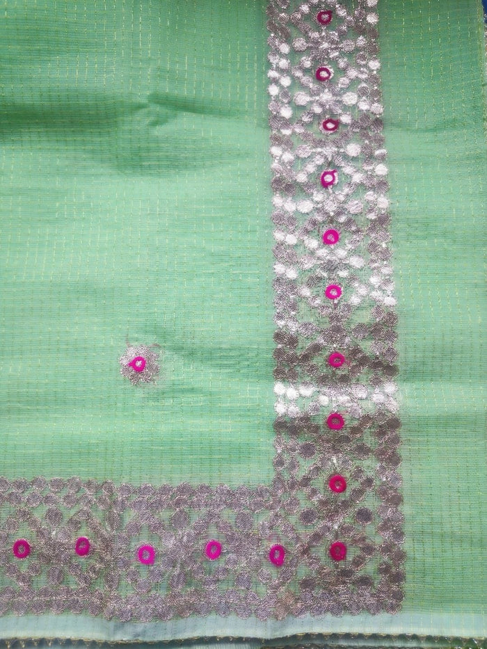 Indiehaat | Kota Doria Gota Patti Suit Green