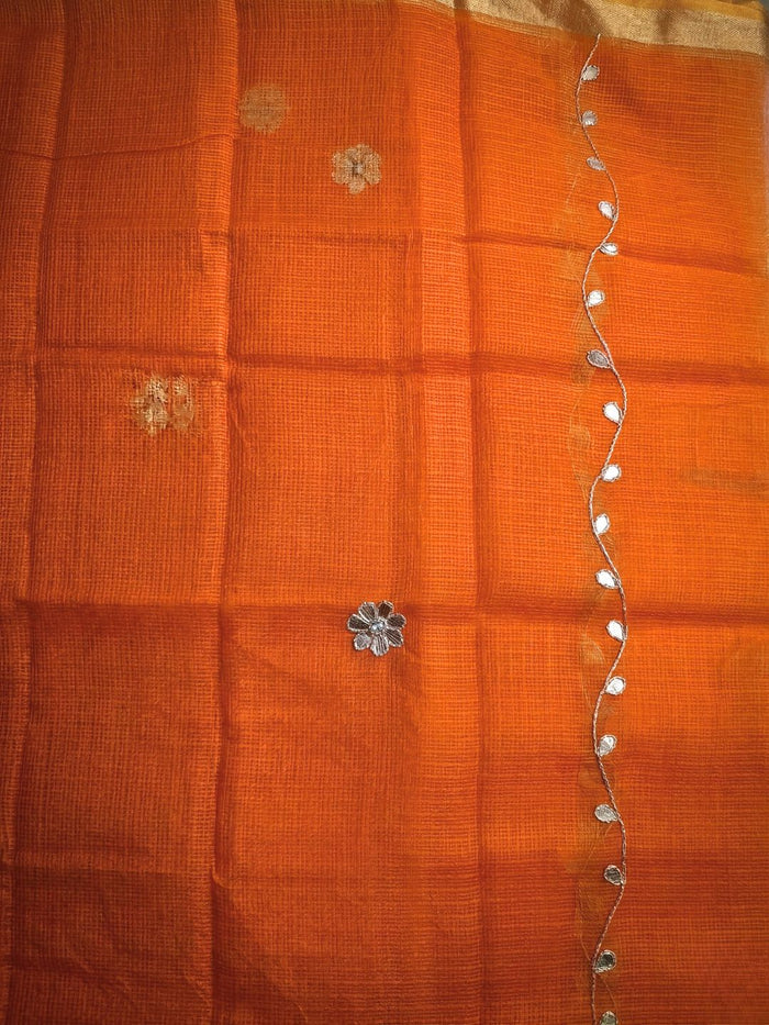Indiehaat | Kota Doria Gota Patti Suit Orange