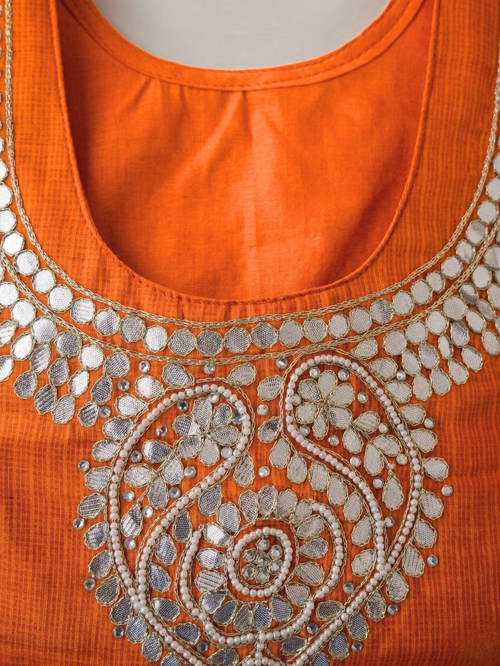 Indiehaat | Kota Doria Gota Patti Suit Orange